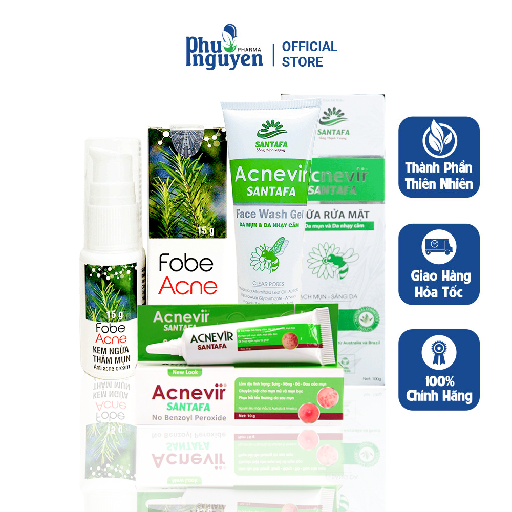 Combo Chăm Sóc Da Mụn Mủ Mụn Bọc Mụn Viêm gồm Sữa Rữa Mặt 100gram + Kem Giảm Mụn 10gr +  Kem Chấm Thâm Mụn 15gr