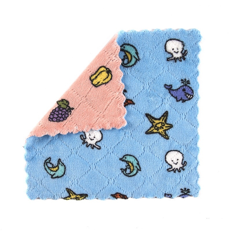 Khăn lau đa năng 2 mặt hình họa tiết hoa quả, siêu thấm hút lau bếp, lau chén đĩa, lau bàn ghế tiện lợi