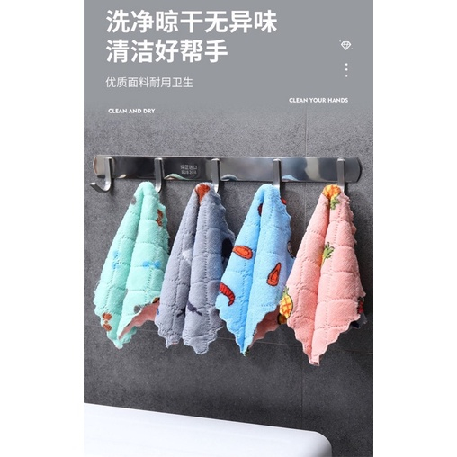 Khăn lau đa năng 2 mặt hình họa tiết hoa quả, siêu thấm hút lau bếp, lau chén đĩa, lau bàn ghế tiện lợi