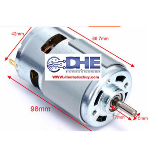 Motor 775 công suất tối đa 150w, điện áp 24v, dòng tải 6a