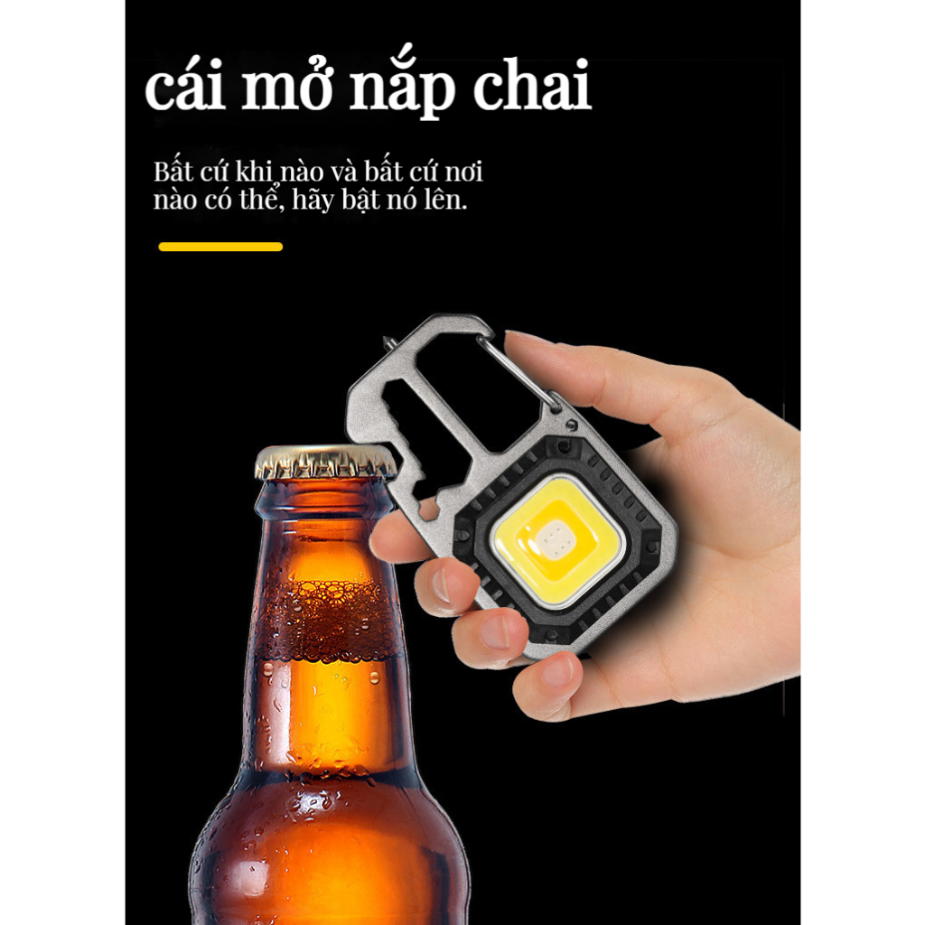 Đèn Cob Mini Làm Việc Với Móc Khóa Nam Châm Để Mở Bia Đèn Pin Cảnh Báo Khẩn Cấp Ngoài Trời