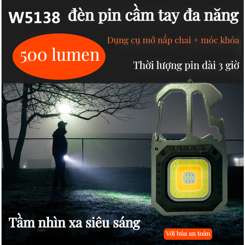 Đèn Cob Mini Làm Việc Với Móc Khóa Nam Châm Để Mở Bia Đèn Pin Cảnh Báo Khẩn Cấp Ngoài Trời