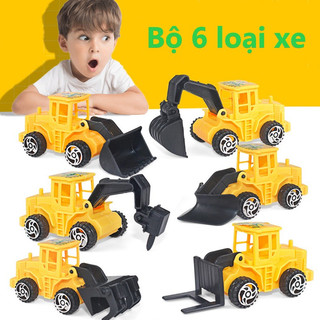 Đồ chơi mô hình xe cẩu máy xúc combo 6 chiếc, xe cẩu đồ chơi, bộ ô tô máy xúc cần cẩu