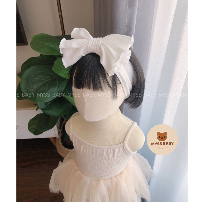 Turban nơ viền bèo cho bé MYSS BABY