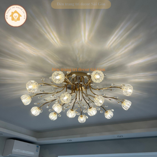 Đèn chùm hiện đại decor hình bông 15 bóng 3 chế độ ánh sáng tùy chỉnh phong cách hiện đại sang trọng