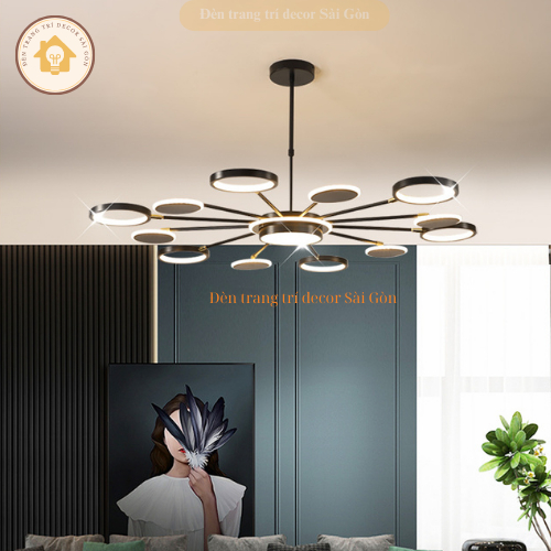 Đèn chùm decor hiện đại 12 bóng thiết kế 3 chế độ ánh sáng thích hợp trang trí phòng khách phòng ngủ