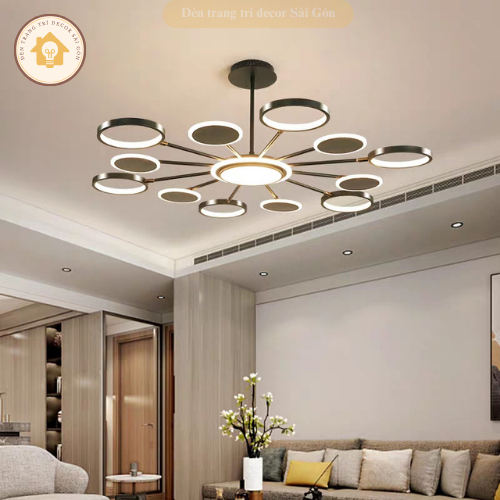 Đèn chùm decor hiện đại 12 bóng thiết kế 3 chế độ ánh sáng thích hợp trang trí phòng khách phòng ngủ
