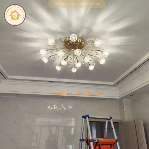 Đèn chùm hiện đại decor hình bông 15 bóng 3 chế độ ánh sáng tùy chỉnh phong cách hiện đại sang trọng