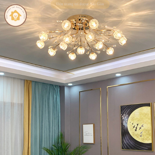 Đèn chùm hiện đại decor hình bông 15 bóng 3 chế độ ánh sáng tùy chỉnh phong cách hiện đại sang trọng