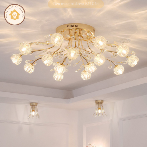 Đèn chùm hiện đại decor hình bông 15 bóng 3 chế độ ánh sáng tùy chỉnh phong cách hiện đại sang trọng