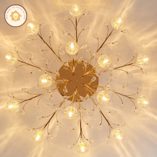 Đèn chùm hiện đại decor hình bông 15 bóng 3 chế độ ánh sáng tùy chỉnh phong cách hiện đại sang trọng