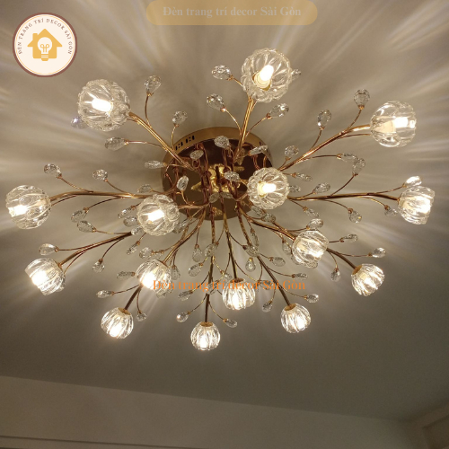Đèn chùm hiện đại decor hình bông 15 bóng 3 chế độ ánh sáng tùy chỉnh phong cách hiện đại sang trọng