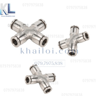 Ngã tư nối ống khí nén inox IPZA- Đầu nối nhanh ống hơi inox- cút nối nhanh ống hơi
