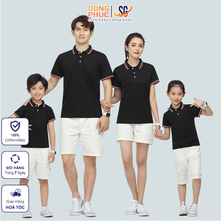 Áo gia đình có cổ polo màu đỏ chất vải cá sấu dày dặn đủ size bé trai gái làm đồng phục A3SDE DONGPHUCSG Official