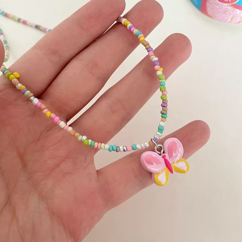 🍒🍒CHERRYKOKO Vòng cổ Xâu Hạt Mặt Và Bướm Nhiều Màu Sắc
