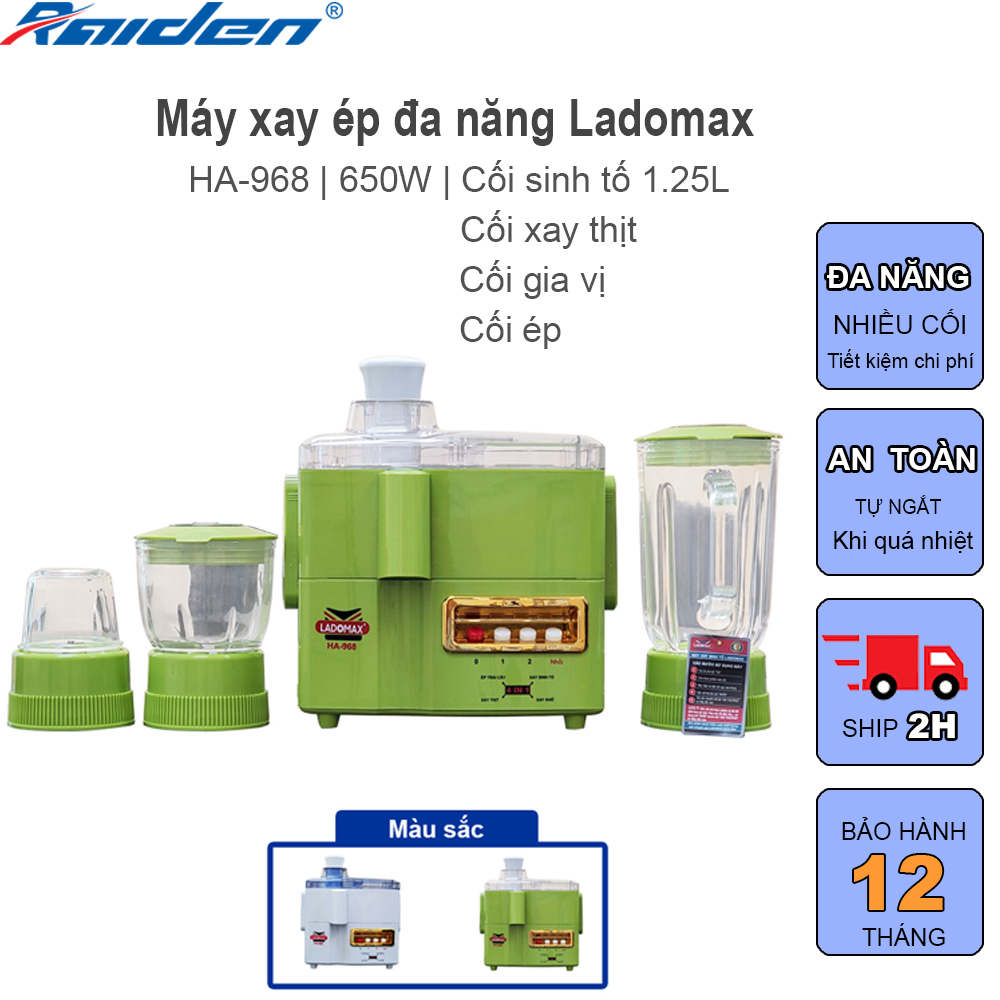 Máy xay ép đa năng 650W Ladomax HA-968 ép nước trái cây, xay sinh tố, xay thịt cá và hành tỏi