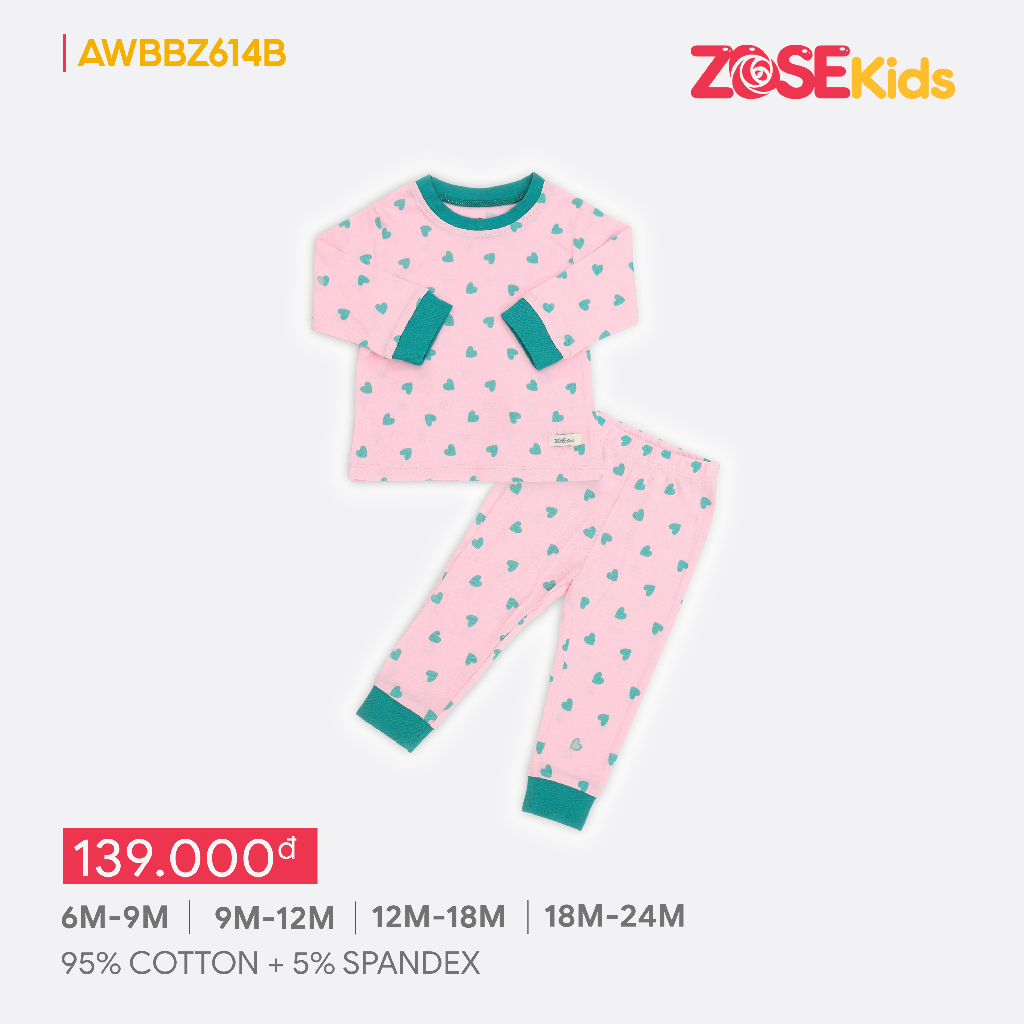 Bộ quần áo thu đông dễ thương dài tay bé gái DEROSA KIDS cho bé 6-24 tháng AWBBZ614B