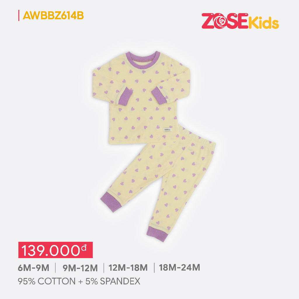 Bộ quần áo thu đông dễ thương dài tay bé gái DEROSA KIDS cho bé 6-24 tháng AWBBZ614B