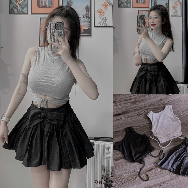 Áo Dây Bản To Dây Đan Eo Croptop Chất Xương Cá