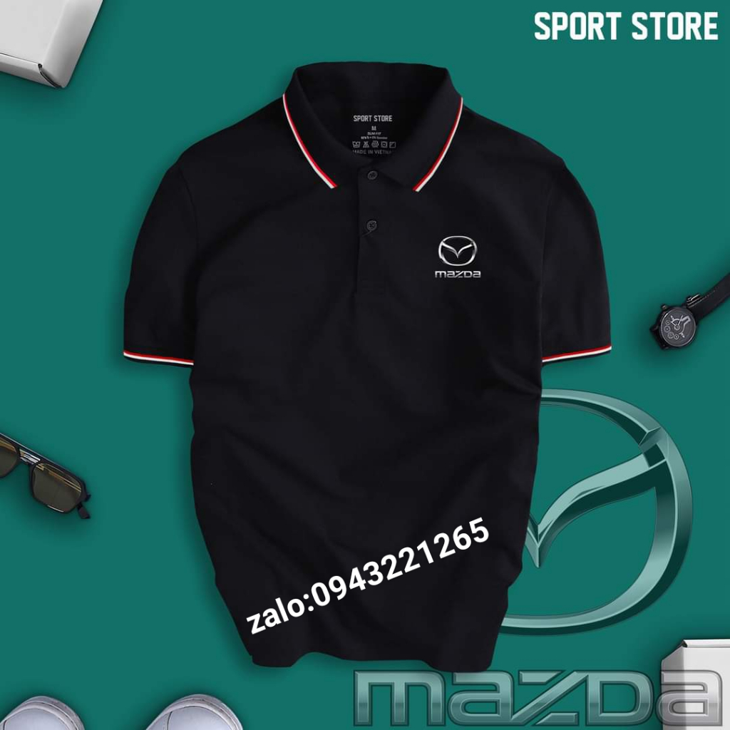 Áo POLO XE HƠI MAZDA  Cao cấp cotton thấm hút mồ hôi - nam nữ cao cấp, vải xịn, màu đẹp độc quyền