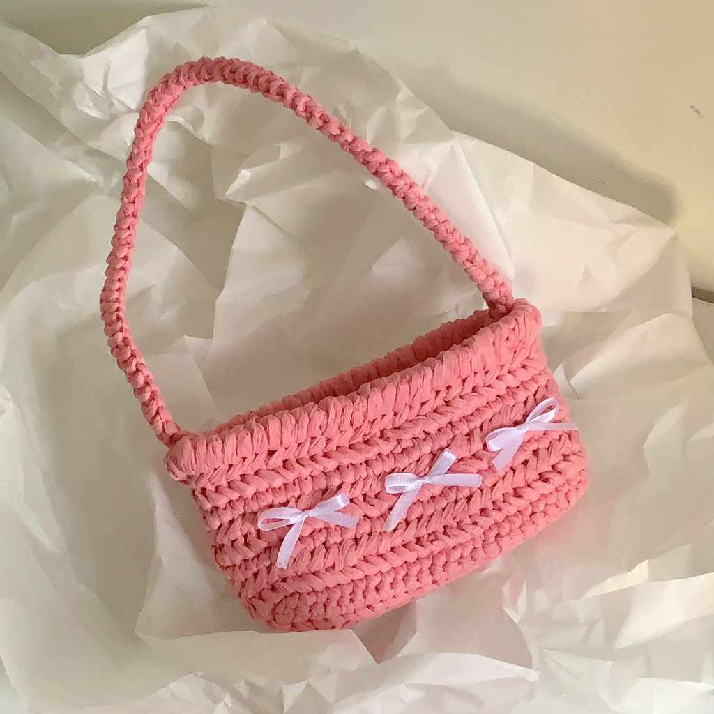 Túi đính nơ đeo vai sợi cotton GND thời trang nữ