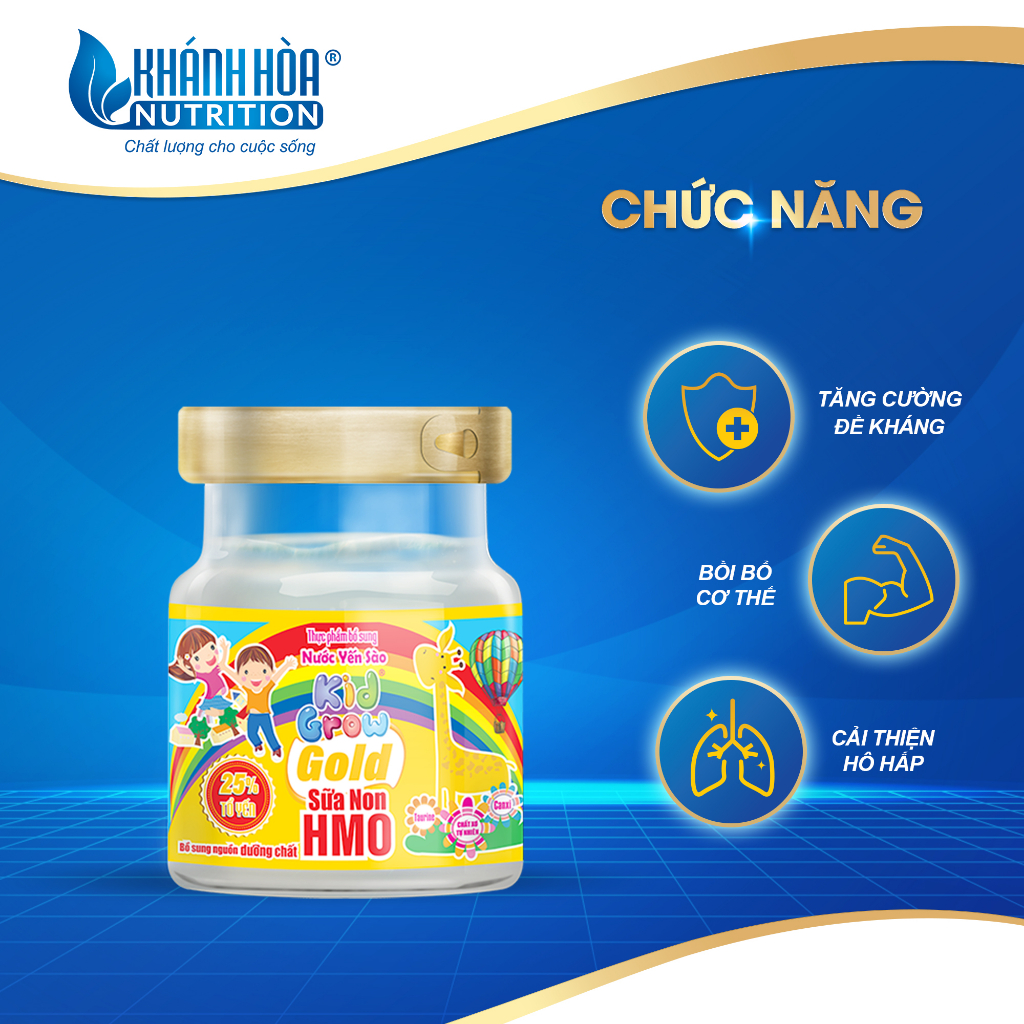 Nước Yến Sào Cho Bé KIDGROW Gold 25% Tổ yến Plus HMO Hũ 70 ML - Khánh Hòa Nutrition