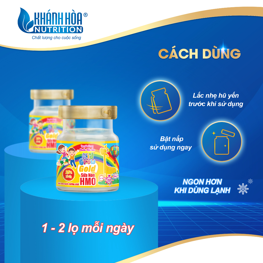 Nước Yến Sào Cho Bé KIDGROW Gold 25% Tổ yến Plus HMO Hũ 70 ML - Khánh Hòa Nutrition