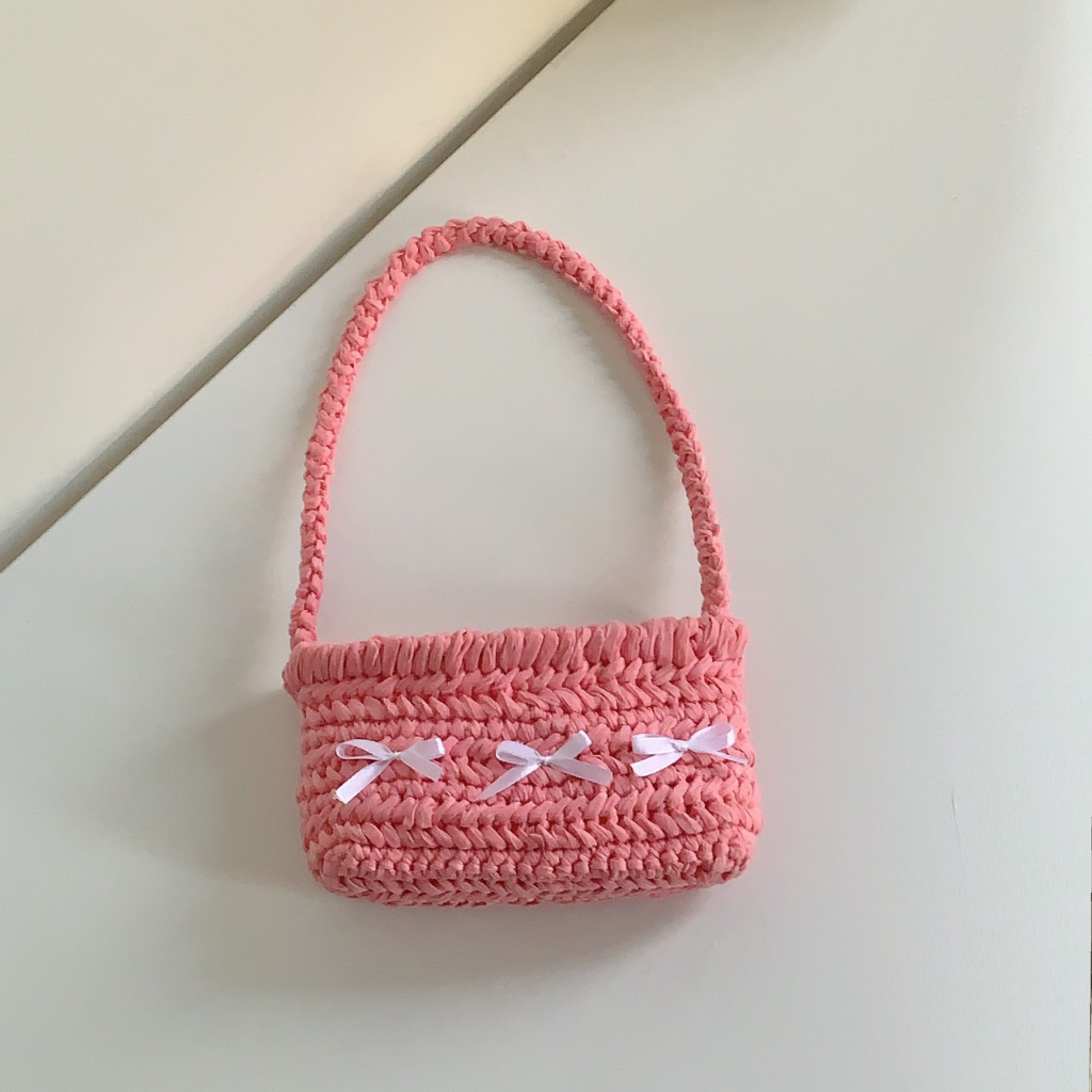 Túi đính nơ đeo vai sợi cotton GND thời trang nữ