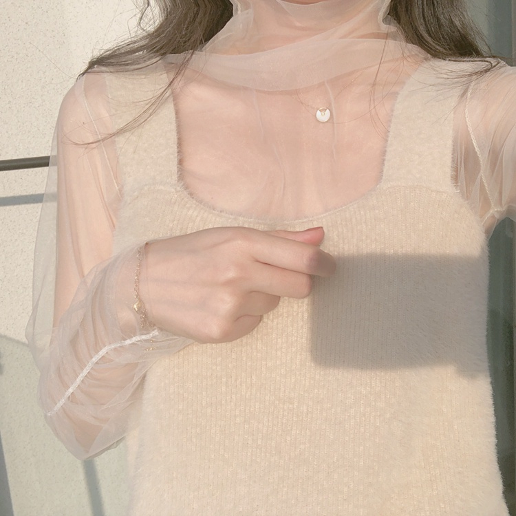 Áo lưới ren mỏng tay dài cổ tròn thời trang cho nữ MS187