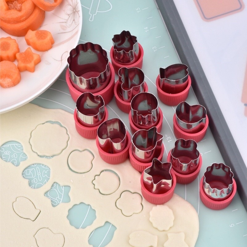 Khuôn tạo hình rau củ quả inox Set 3 khuôn cắt tạo hình rau củ quả cho bé ăn dặm