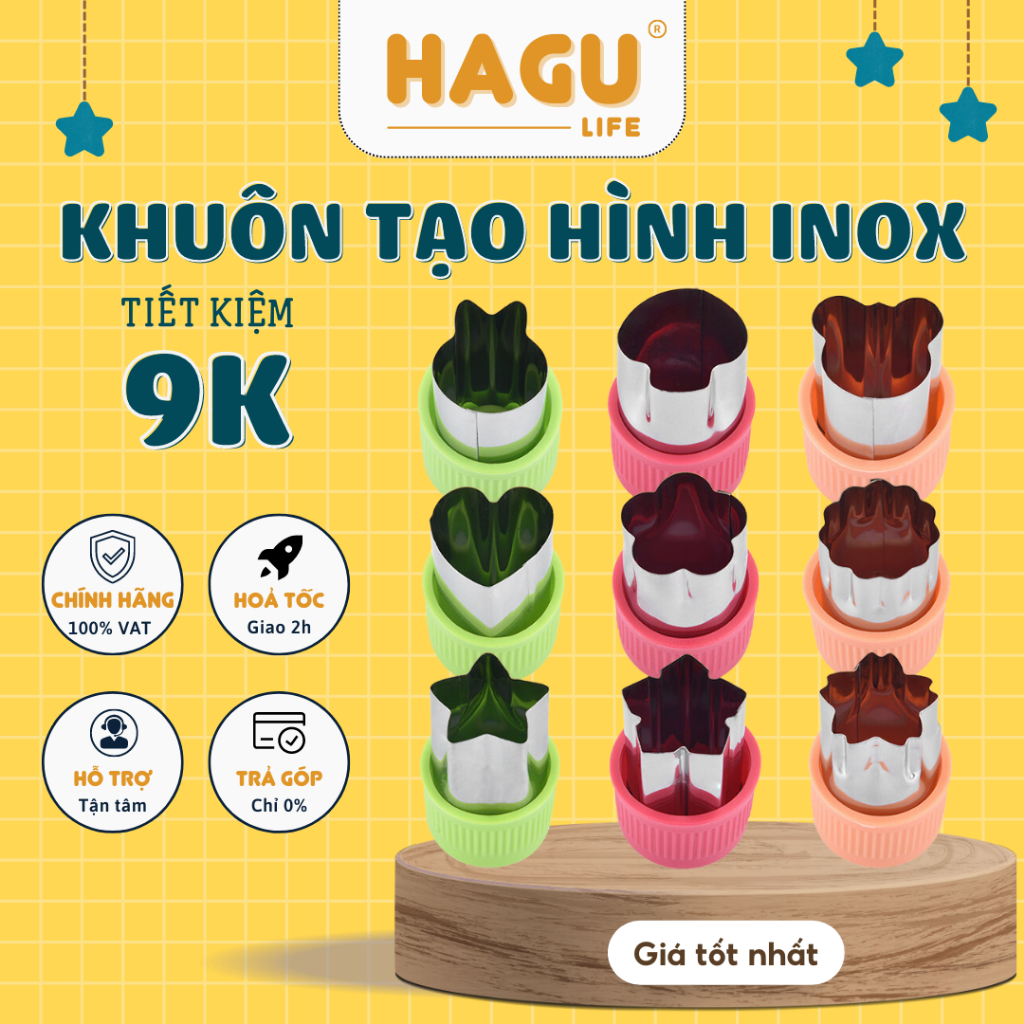 Khuôn tạo hình rau củ quả inox Set 3 khuôn cắt tạo hình rau củ quả cho bé ăn dặm