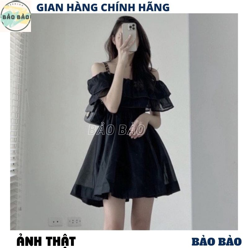 Đầm - Váy voan tơ trễ vai tay bồng 2 lớp cực xinh tiểu thư bánh bèo dễ thương ulzzang đầm công chúa- BẢO BẢO