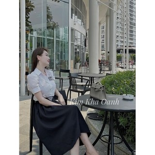 Sét áo sơ mi tag đá kèm chân váy xòe TH33