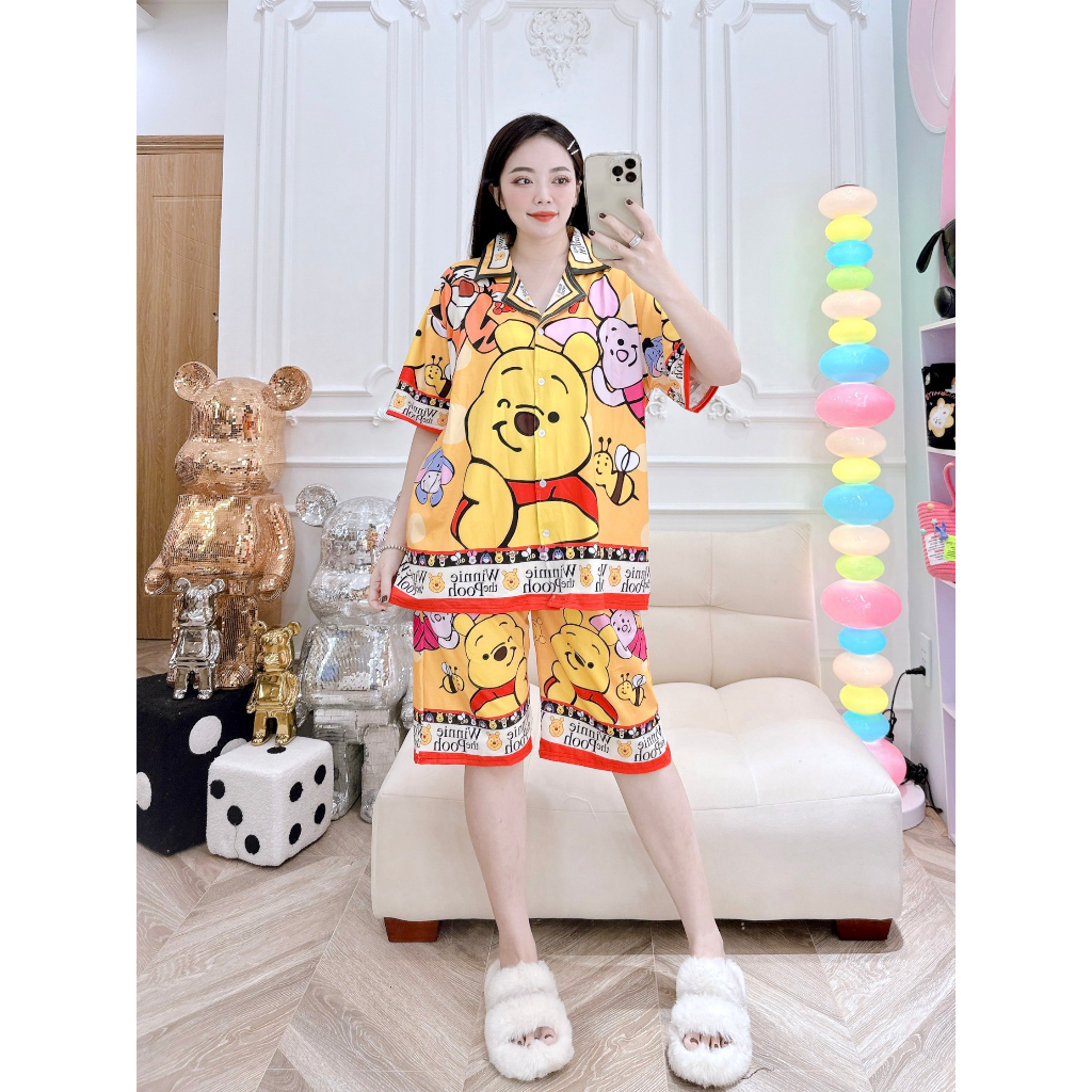 [HCM] (60-85kg, Phần 1) Đồ bộ bigsize lửng pijama thun lạnh in 3d hoạt hình - Phương Tip. hongduyen_2188.