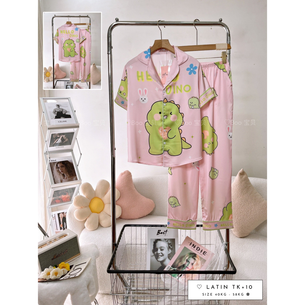 Đồ bộ latin/lụa cao cấp pijama/pijama/pyjama BOO BOO TNQD. hongduyen_2188. gấu lotso