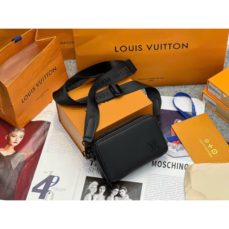 Túi đeo chéo lv alpha mini nam nữ ô đen fullbox xịn sò 17cm nhìu ngăn
