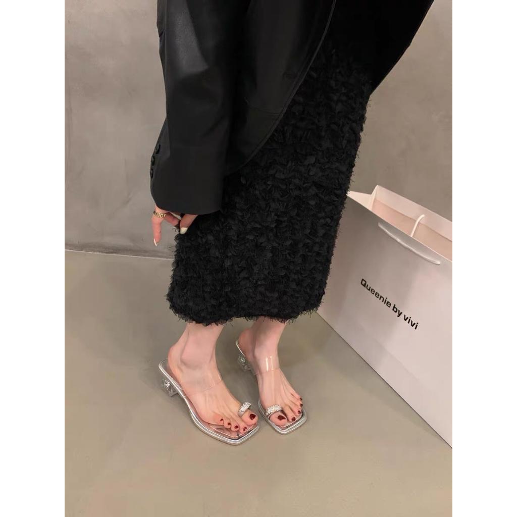 Sandal xỏ ngón đá gót phale, cao got trong xỏ ngón quai trong, đế thấp dễ đi hàng cao cấp