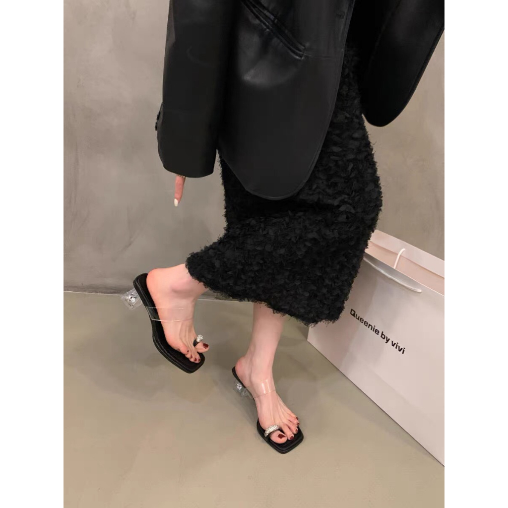 Sandal xỏ ngón đá gót phale, cao got trong xỏ ngón quai trong, đế thấp dễ đi hàng cao cấp