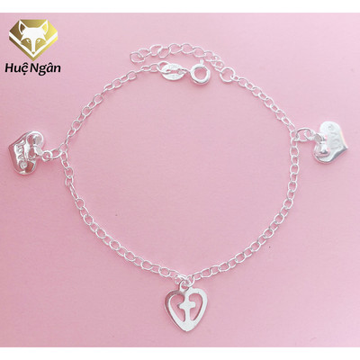 Lắc tay bạc Ý S925 Huệ Ngân - Trái tim xinh xắn SL0030