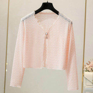 Áo khoác cardigan mỏng dệt kim dài tay phối cúc ngọc cổ V forgirl kiểu dáng croptop