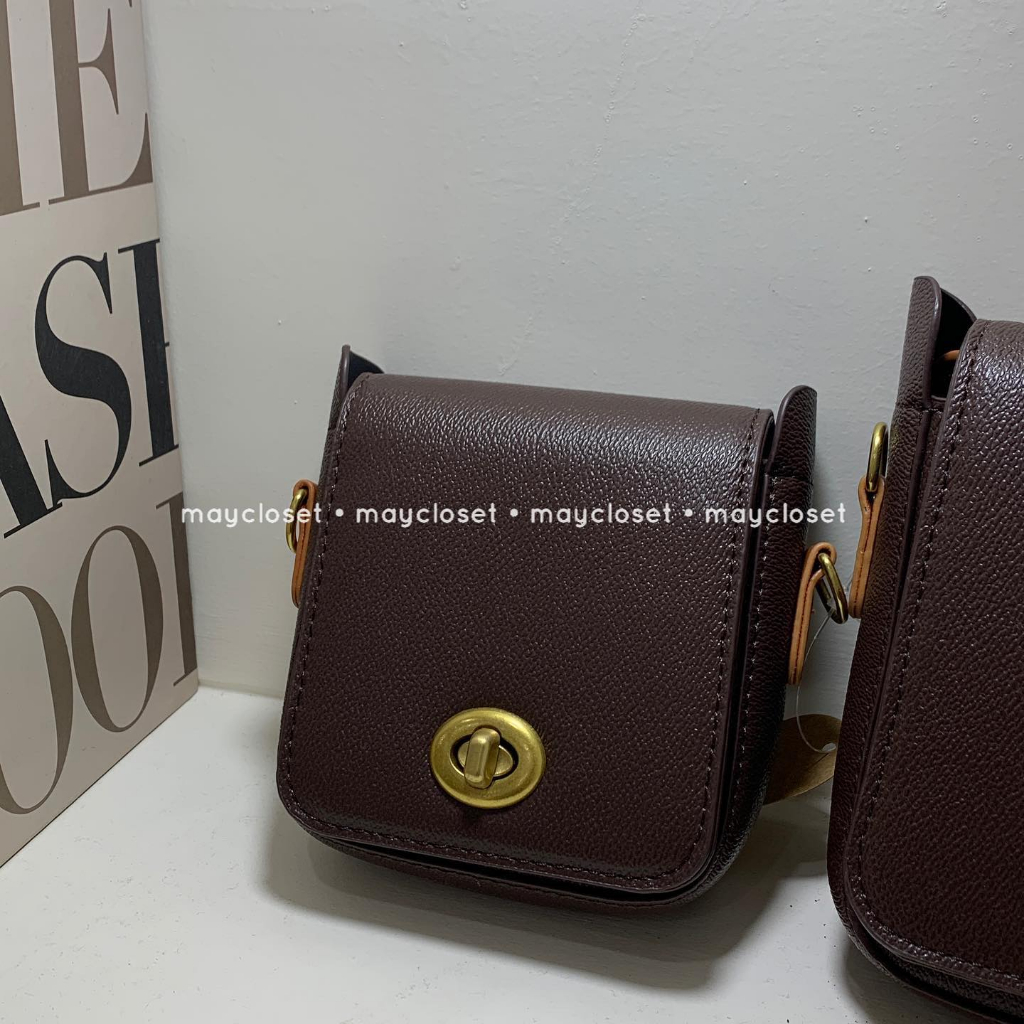 Túi da nâu cứng cáp đeo chéo 2 size