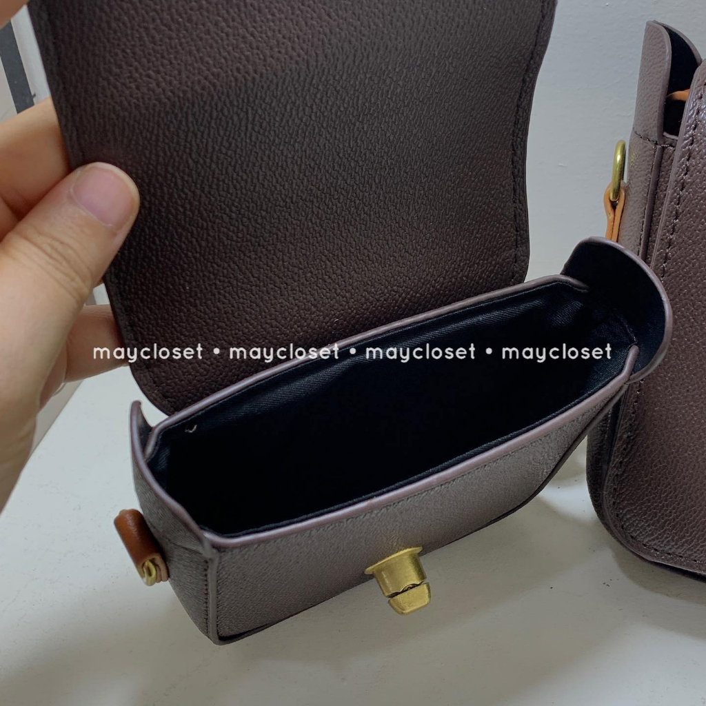 Túi da nâu cứng cáp đeo chéo 2 size