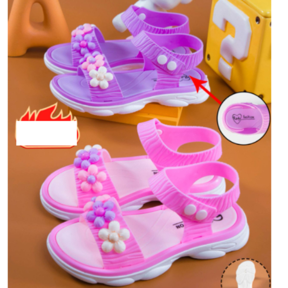 SANDAL CAO SU CAO CẤP CHO BÉ GÁI GẮN 3 BÔNG HOA ( CAO CẤP )