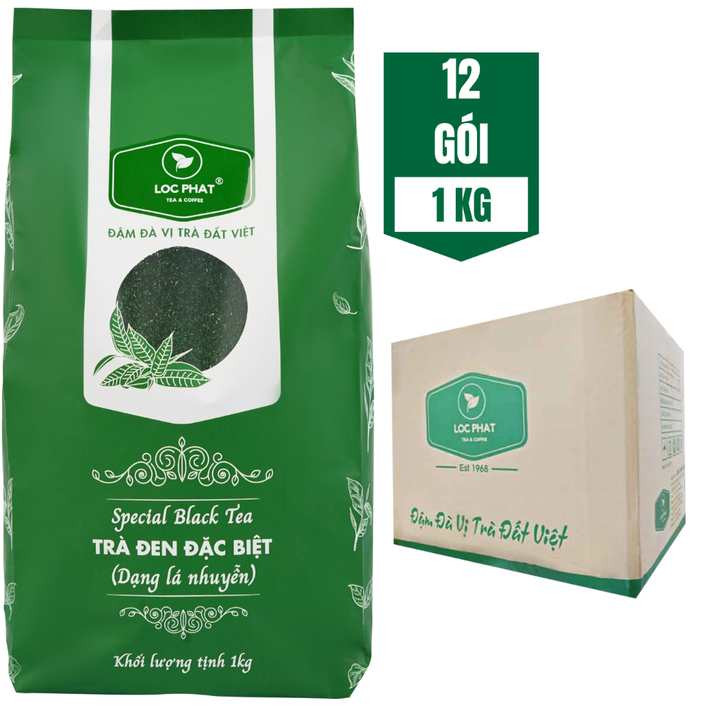 Thùng Trà Đen Đặc Biệt Lộc Phát 1kg (Dạng Lá Nhuyễn)