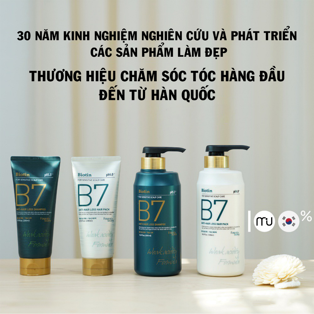 Dầu Gội Dầu Xả Thảo Dược Thiên Nhiên Biotin B7 Cân Bằng Độ pH/ làm sạch da đầu,giảm gàu , giảm rụng tóc mugens Hàn Quốc