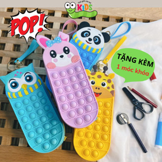 Hộp bút POP IT, ví đựng bút SILICON tặng kèm móc khóa nhiều mẫu, cho bé bóp bong bóng xả stress - HỘP BÚT POP IT