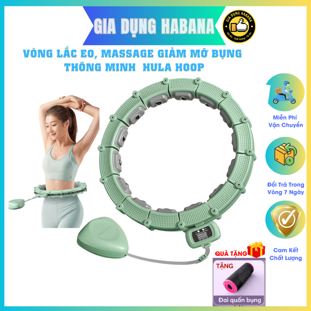 Vòng lắc eo thông minh HulaHoop, Dụng cụ lắc eo Matxa nam châm giảm mỡ bụng