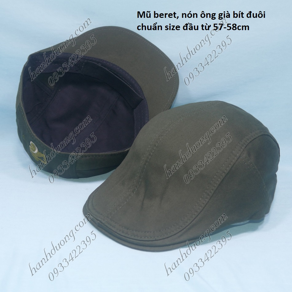Mũ bê rê, nón beret có đuôi thời trang chất liệu vải cotton thoáng mát, nón nồi, nón mỏ vịt có khóa tăng giảm size