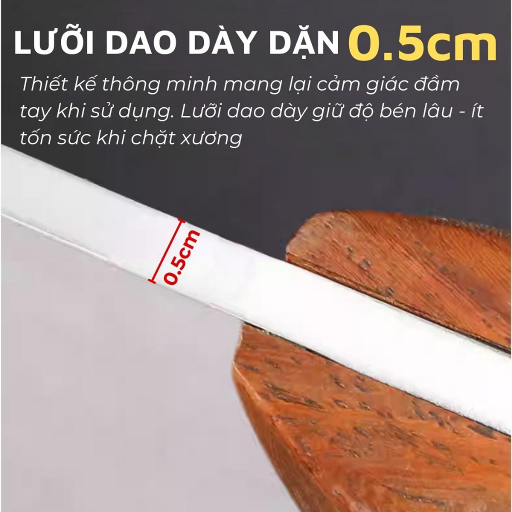 Dao chặt xương lớn Dandihome thép 4Cr13 nặng 890gr cao cấp