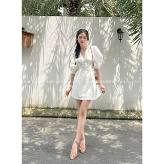 Đầm linen ngắn dáng A White Linen Dress